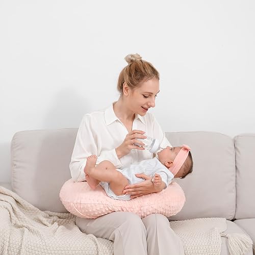 Miniatura 4 de QUENESS Funda de almohada de lactancia, fundas de almohada de lactancia materna (Minky Dot) (rosa claro)