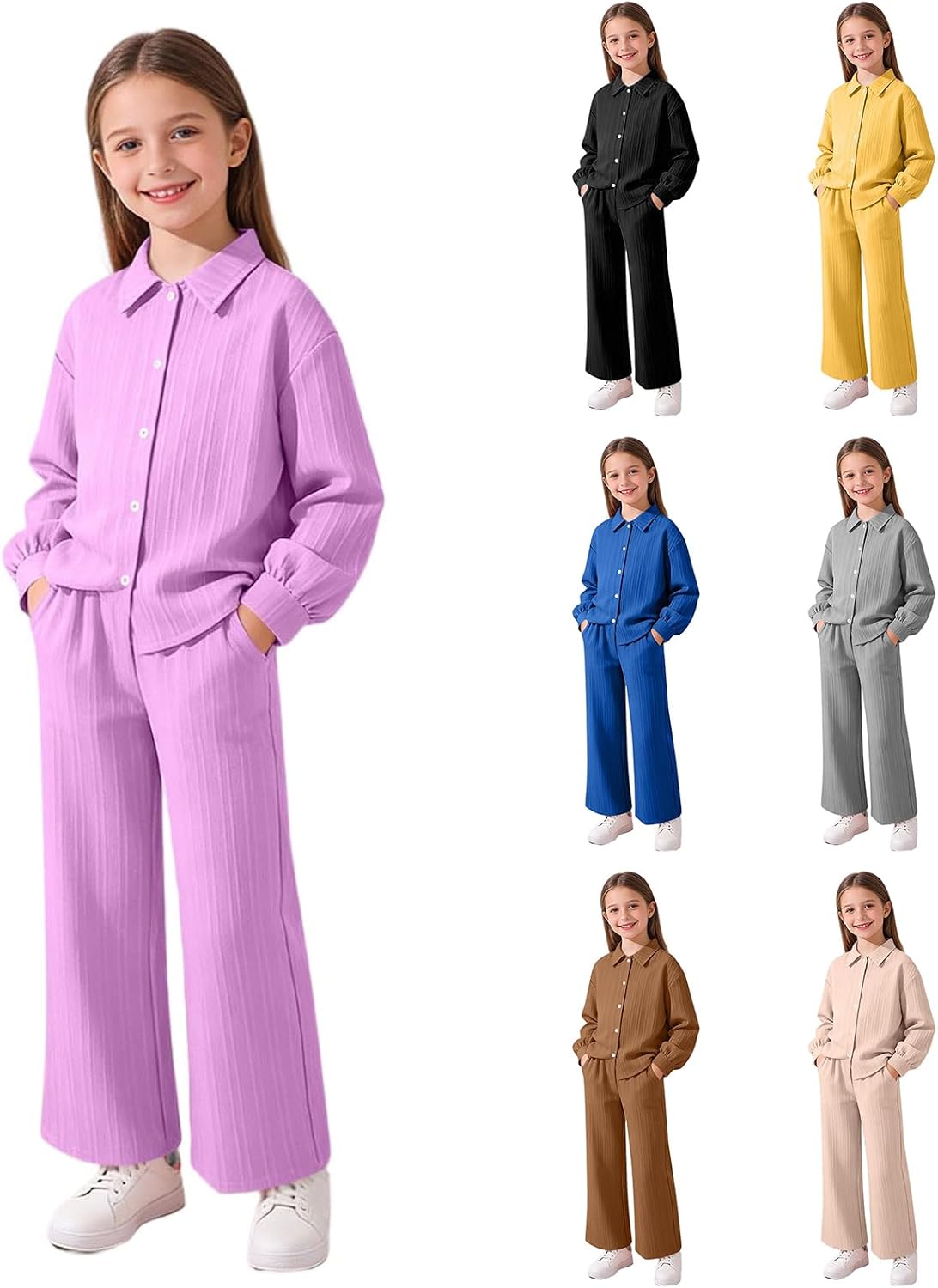 Girls Boys Tracksuit Fashion Sweatshirt Set Pullover Hoodie Jogging Pants Set 2 Pcs Sweatsuit For Kids
