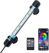 VARMHUS LED Aquarium Submersible Light,Fish Aquarium Lamp with Remote Control and APP Control,DIY Complete Spectrum Optional Color and Dimming Intelligent Timing RGB-19cm