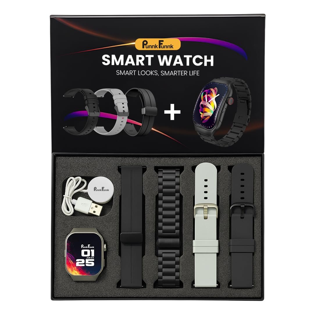 PunnkFunnk Fitrivo Black Dial Smart Watch Combo 2.01" AMOLED Display with 4 Straps, Bluetooth Calling, IP67, Crown Control, 100+ Sports Modes, Health Tracking, for Men & Women (Black Dial)-image-29