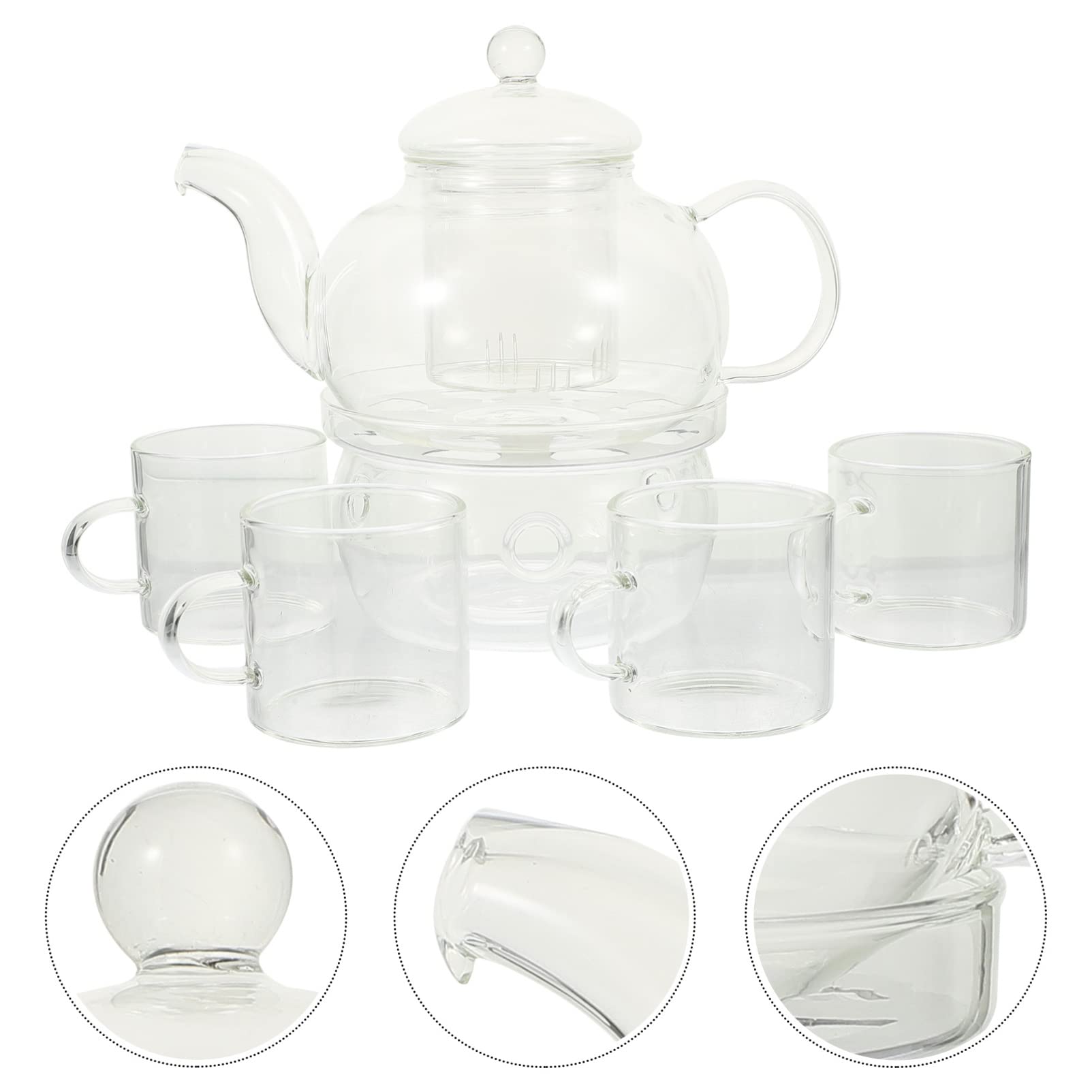 Duftende Teekanne aus Glas mit Kerzenständer Hitzebeständig und Anti Scalding Elegantes Kung Fu Teeservice für Haushalt und Teezeremonie