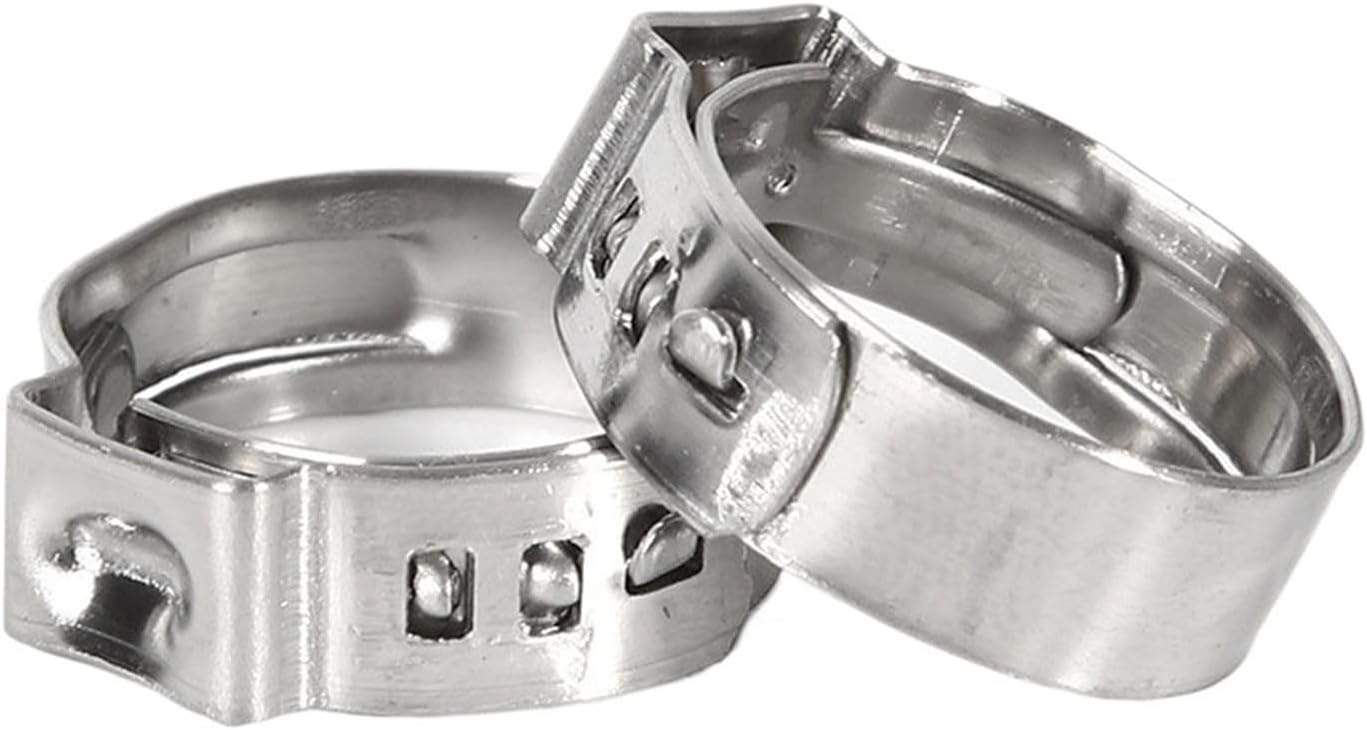 45/80/100/140pcs Hose Clamps Single Ear Stepless 304 Stainless Steel Hose Clamps Cinch Clamps Rings for Sealing Kinds of Hose(45PCS)