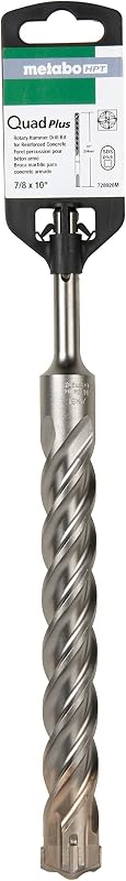 Metabo HPT Broca para martillo perforador, SDS Plus, 7/8" x 10", 4 cortadores, para hormigón armado (728928M)