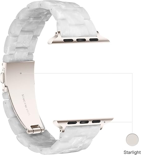 Vista 10 de Correas de resina para iWatch Series Ultra 8 7 Starlight compatibles con Apple Watch Series Ultra 8 7 Series 6 SE 5 4 3 2 1 1.496 in/1.575 in/1.614