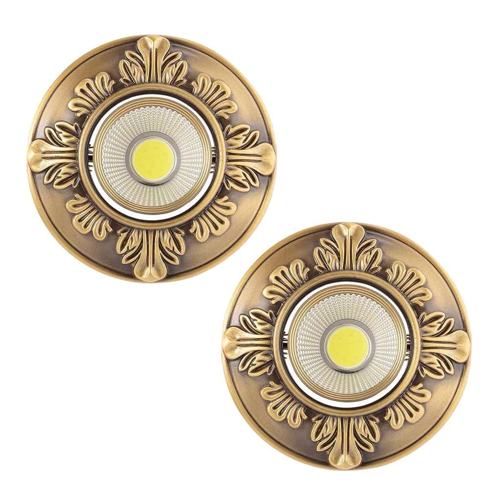 GTHTUHFD Pack Of 2, Led Dimmable Recessed Retrofit Can Lights Brass Canless Spotlights 3W,5W,7W,10W Gold Baffle Trim 2.5In 3.5In Bull'S Eye Lights,6000K,4000K,3000K,7w