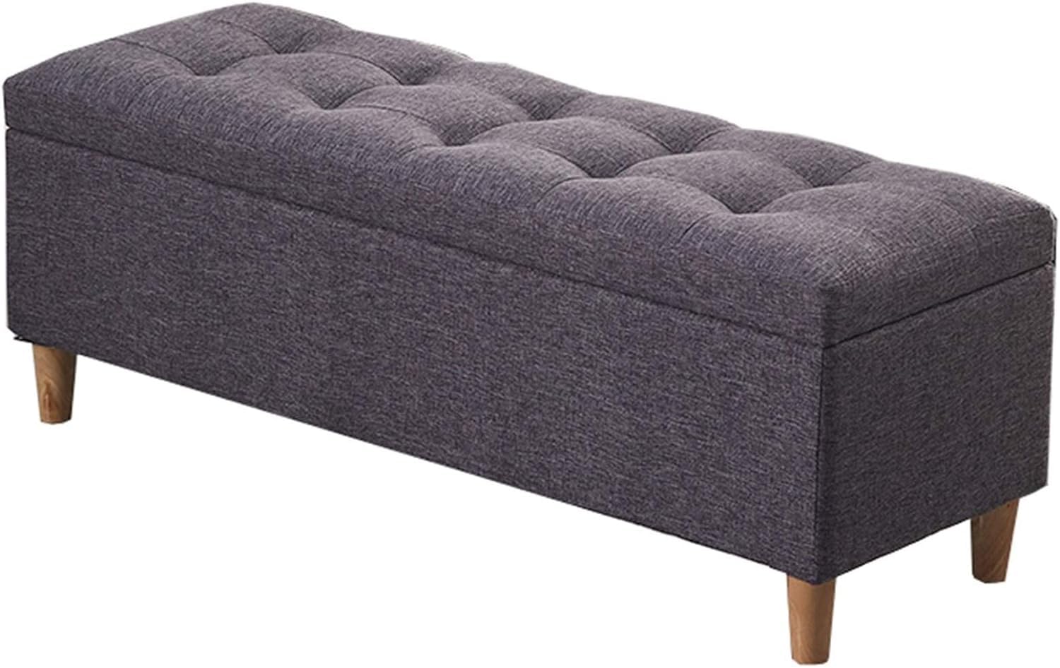 Pouf de rangement pliable tabouret à langer pieds bois massif salon