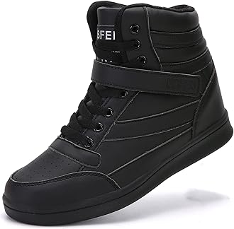 UBFEN Womens High Top Sneakers with Hidden Wedge Heel Ankle Support 2 Inch Height Increase 80s Retro Casual Boots