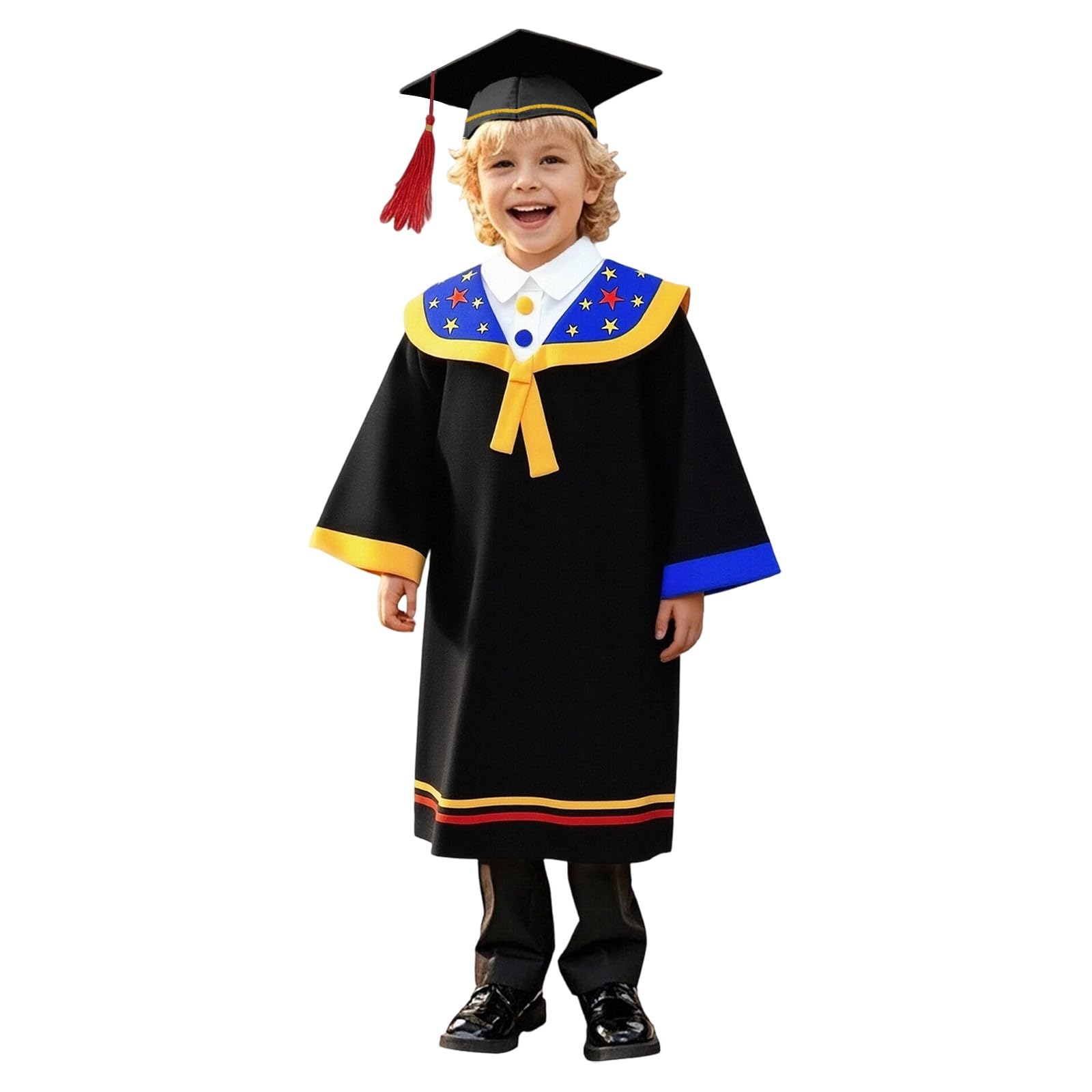 Kindergarten 2025 Graduation Cap and Gown Tassel Sets with Charm 2PCS Graduations Stoles for Kids Grad Party Clothes