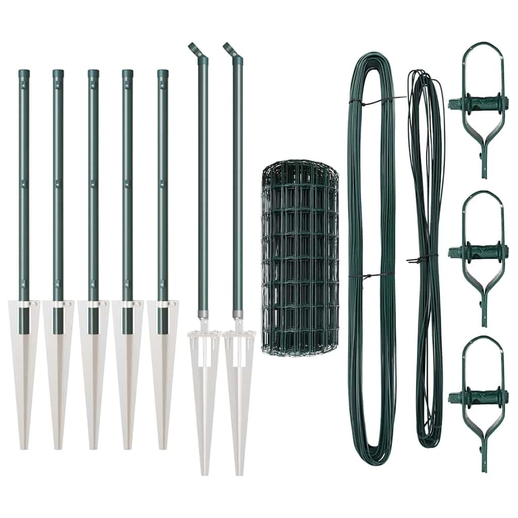 Garden Fence Panel Green 0.6x10m Steel PVC Outdoor Boundary Kit with Posts for Yard Terrace Pet Enclosure Weather Resistant Modern Expandable Design