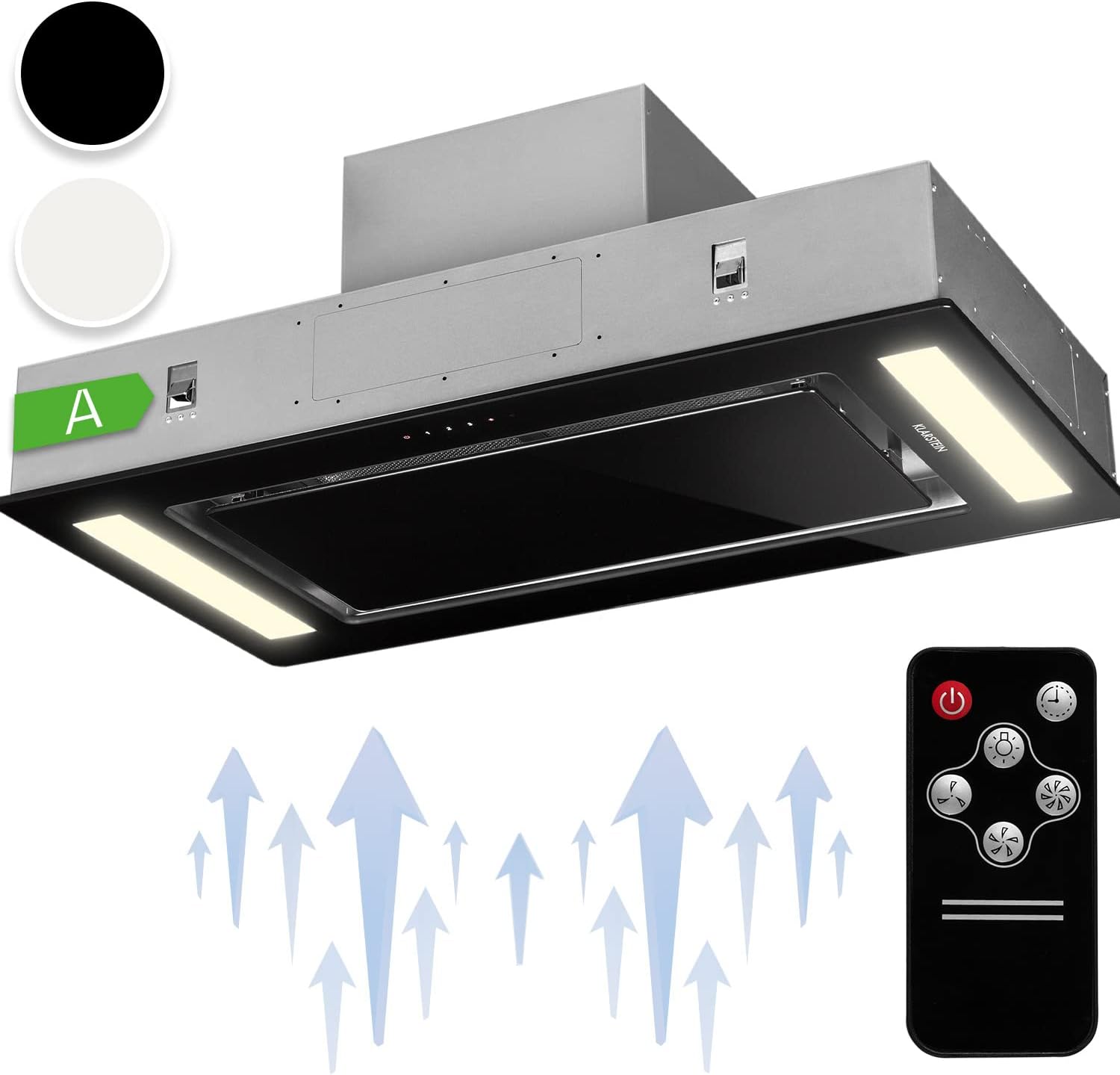 90cm Ceiling Cooker Hood Kitchen Extractor Fan In Stainless Steel, With