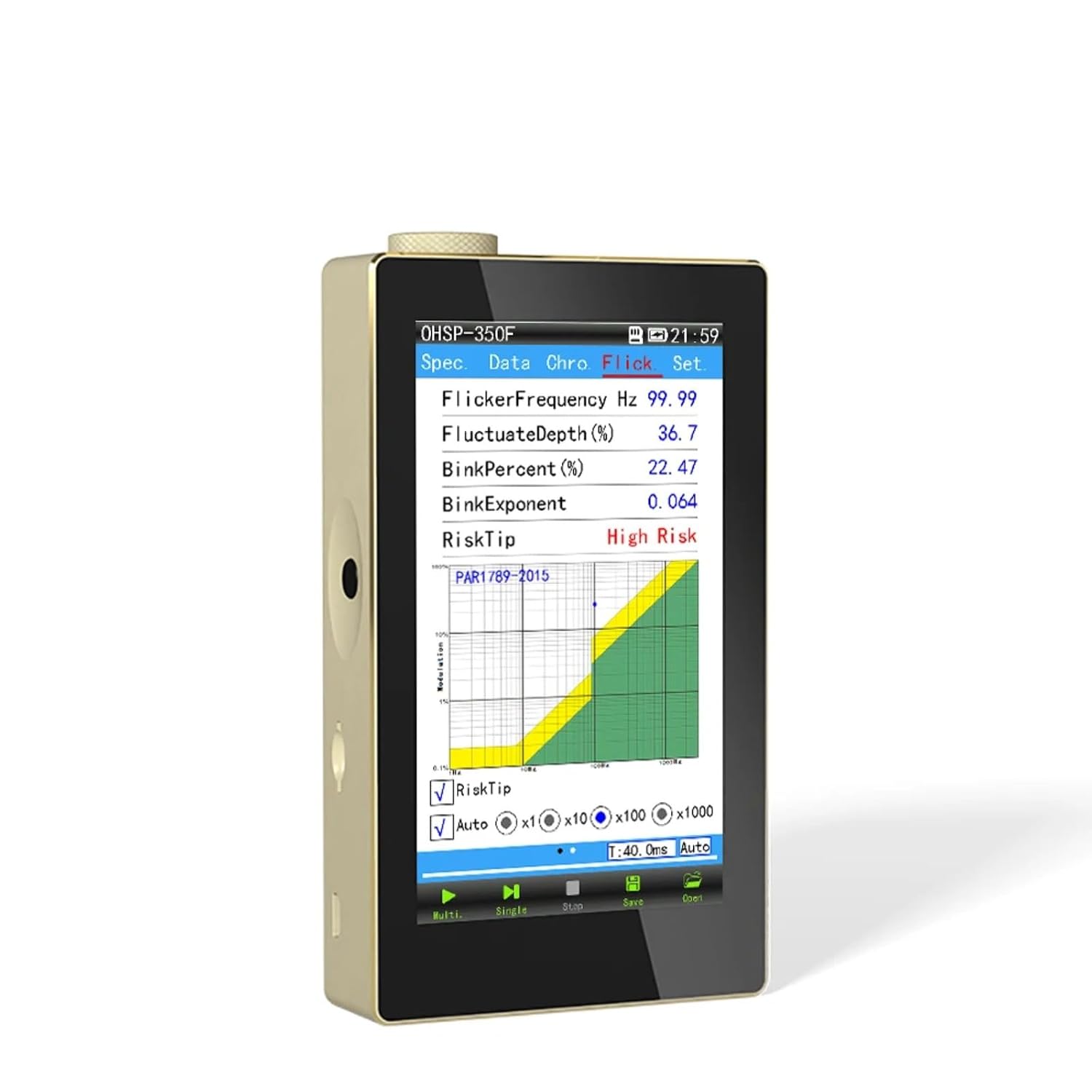 OHSP350F Spectrometer Scintillation Meter - 380-780nm wavelength Range CCT, CRI, Flicker Frequency, auto-Zero Function, LED Screen Test Precision Light Analysis Tools (OHSP350F)