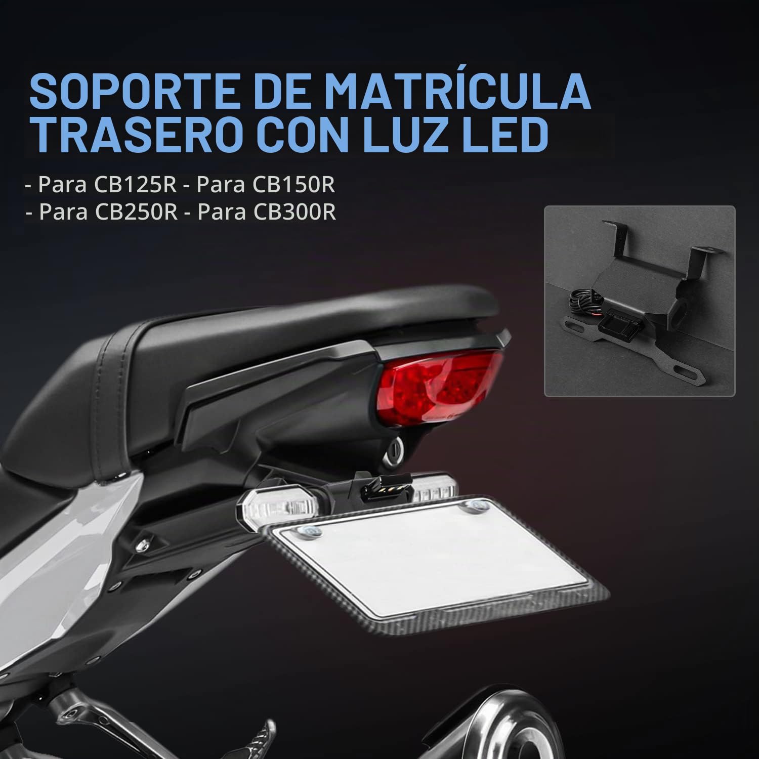 Kit eliminador de Guardabarros Trasero para Motocicleta, Soporte para matrícula Compatible con H-Onda CB125R CB150R CB250R CB300R CB 125 R CB 150 R CB 250 R CB 300 R 2018 2019 2020 2021