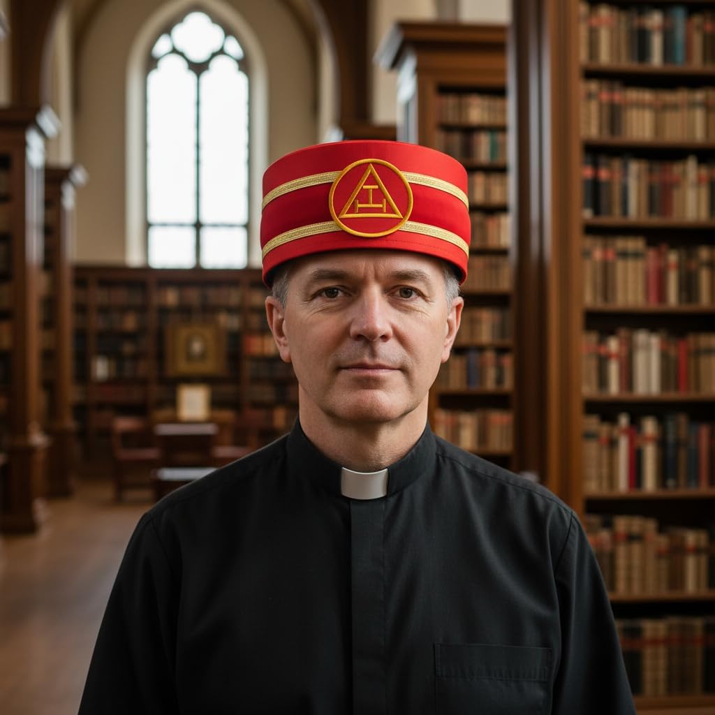 Royal Arch Chapter Crown Cap - Red & Gold - Masonic Crown Cap Machine Embroided Triple Tau Patch - Masonic Cap/Hat