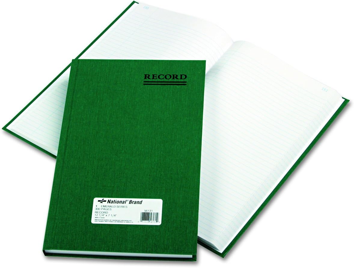 NATIONAL Emerald Series Record Book, Green Canvas Cover