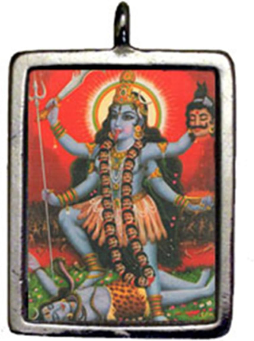 Sterling Moon Kali Hindu Sacred Deity Charm Pendant Amulet Talisman