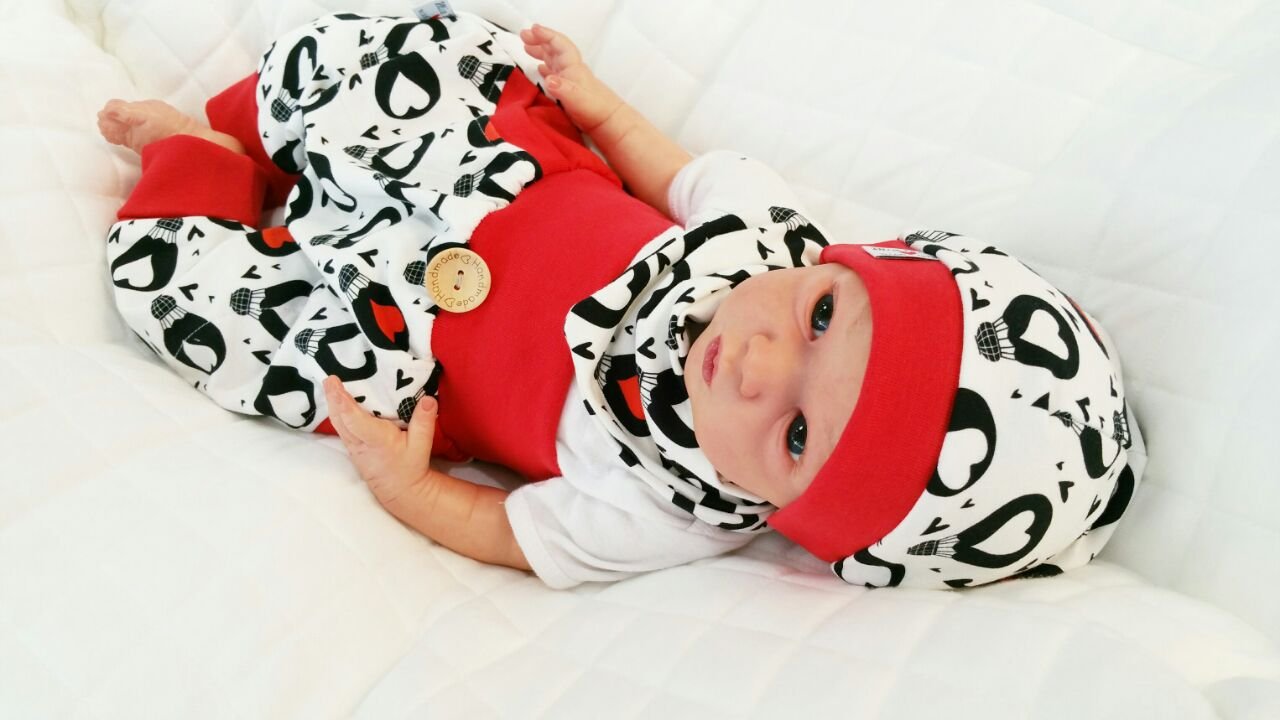 Atelier MiaMia - Pumphose Set Baby Kind von 56, 62, 68, 74, 80, 86, 92, Designer Babyhose Set Limitiert !! Luftballons - 80