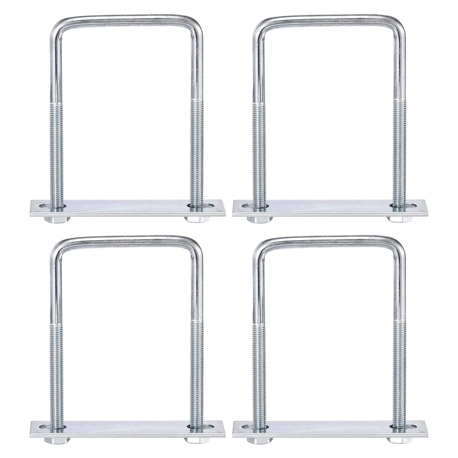 sourcing map 4Pcs Leaf Spring Clamp Kit M8 Square U-Bolts Clamp Fits Leaf Springs Up to 73mm Wide Locks Leaf Springs with Screws for Better Control of Axle Torque Trailer Truck Boat 120mm L