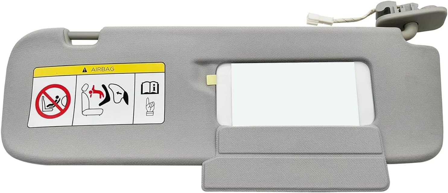Sun Visor Driver Side Right RH Gray with Mirror & Light Compatible with Tesla Model 3; Model Y 2021 2022 Replace 1490406-01-B; 1490406-31-A-Z