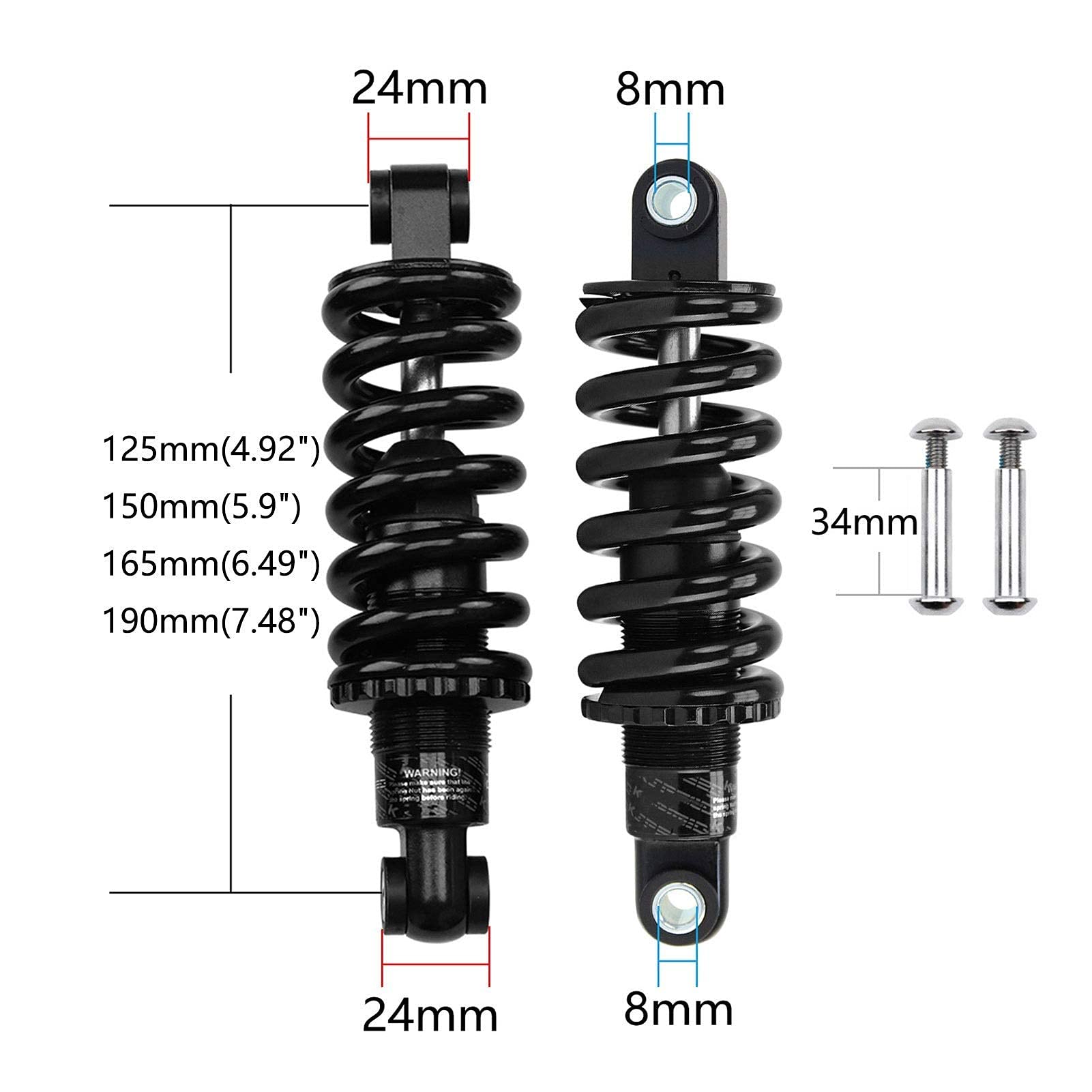 Downhill Bike Rear Shock Absorber, Adjustable Spring Suspension 250