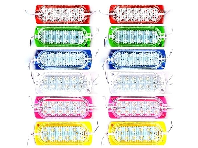 StrawHat 12 PCS DC 12 Volt 3 Watt (12 LED) Waterproof LED Module Light Multipurpose Use For Auto Rickshaw, Battery Rickshaw, Bike Decoration (2 Each Red, Green, Blue, Yellow, White, Pink)-image-21