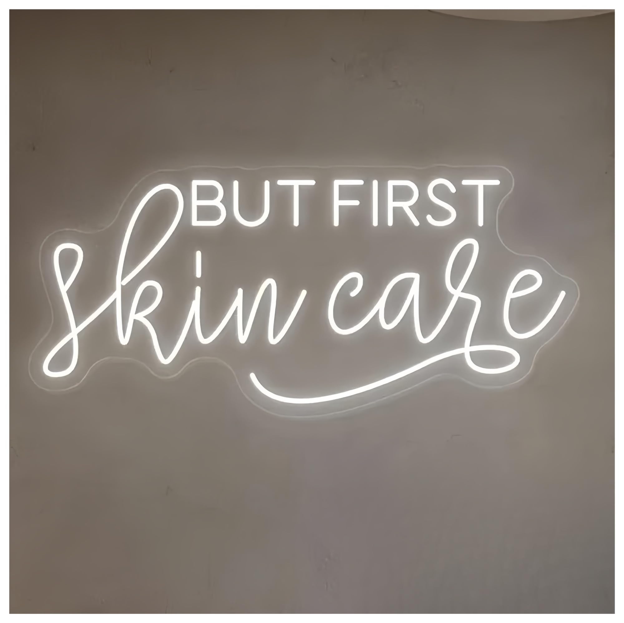 SHOUXI Sign Lamp But First Skin Care Neon Sign Beauty Salon Room Decor Room Spa Studio Wall Decor Business 50cm(C)