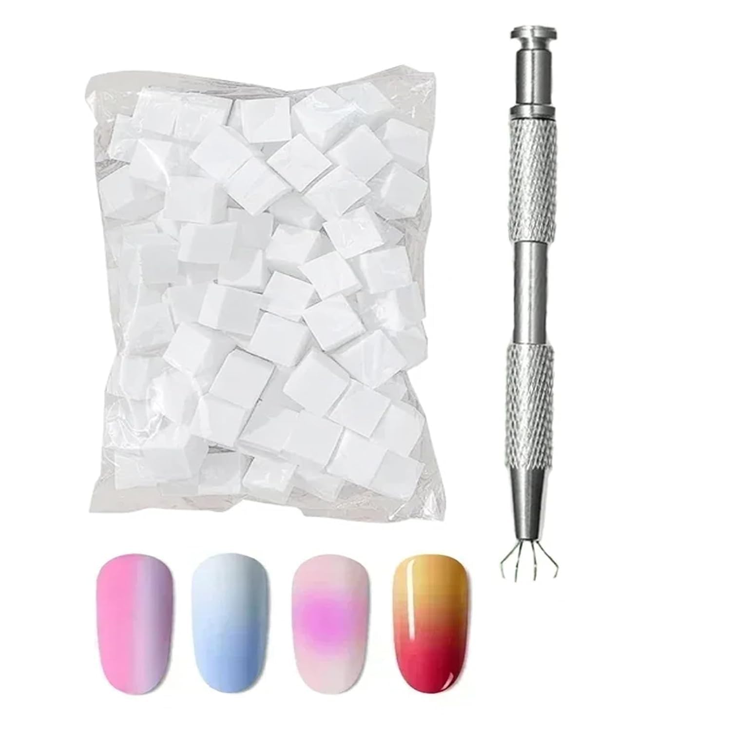 4 Claws Nail Sponge Metal Grabber with 100 Pcs Mini Replaceable Nail Sponges Blocks for Ombre Nail Art Sponges Nail Art Tools for Nail Supplies Nail Accessories (CUBE + PICKER)-image-46