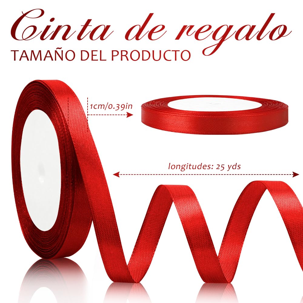 Rollo Cinta Raso Manualidades Regalos Cinta De Satén Rosa - 2 Rollos De 25mm X 22m - Tela De Poliéster Brillante - Para Manualidades, Regalos, Bodas Y Decoración Cinta Decoración Bodas