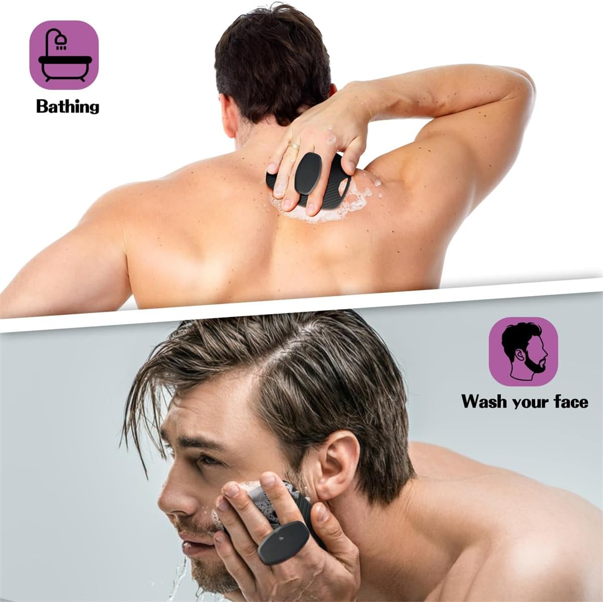 Silicone Body Scrubber, Premium Silicone Shower Scrubber for Nourishing Cleaning & Exfoliating Your Skin Lather Boosting Bristles with Ergonomic No-Slip Handle, Body Exfoliator for Men and Women - Image 3