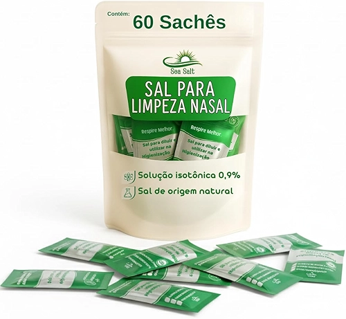 Kit C/60 Unidades Soro Fisiológico Sachê em Pó