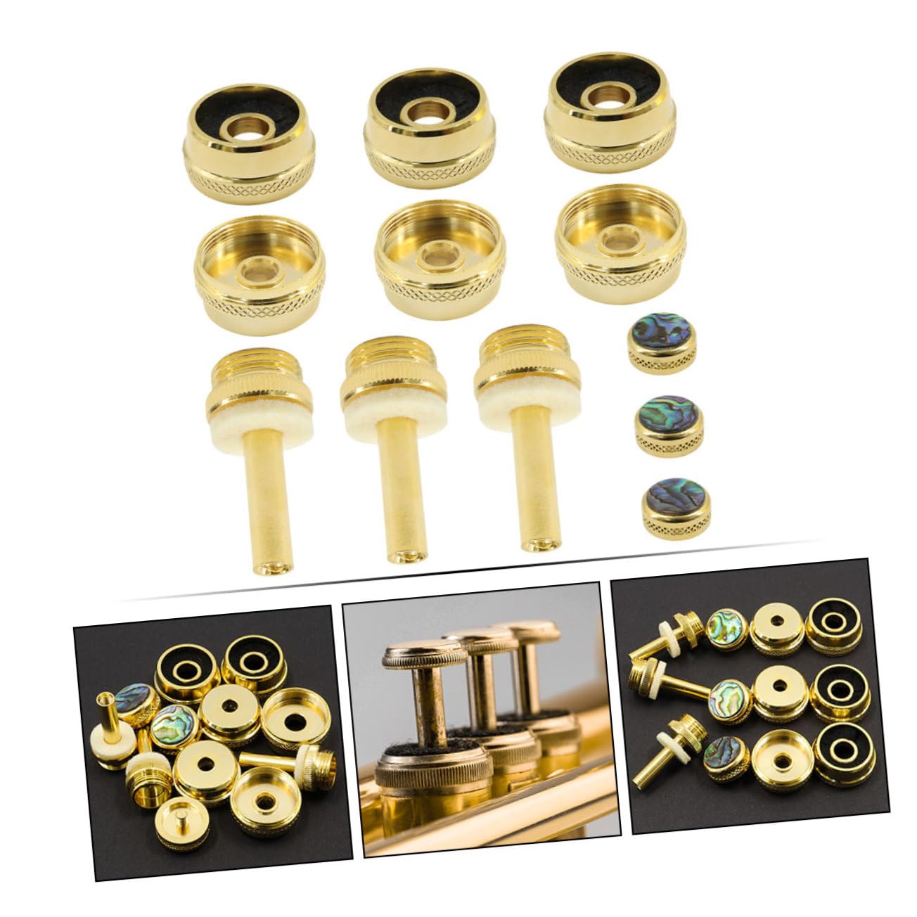 Botones de Pistón para Trompeta, Dorado de Metal, Accesorios para Instrumentos Musicales, Repuesto para Músicos