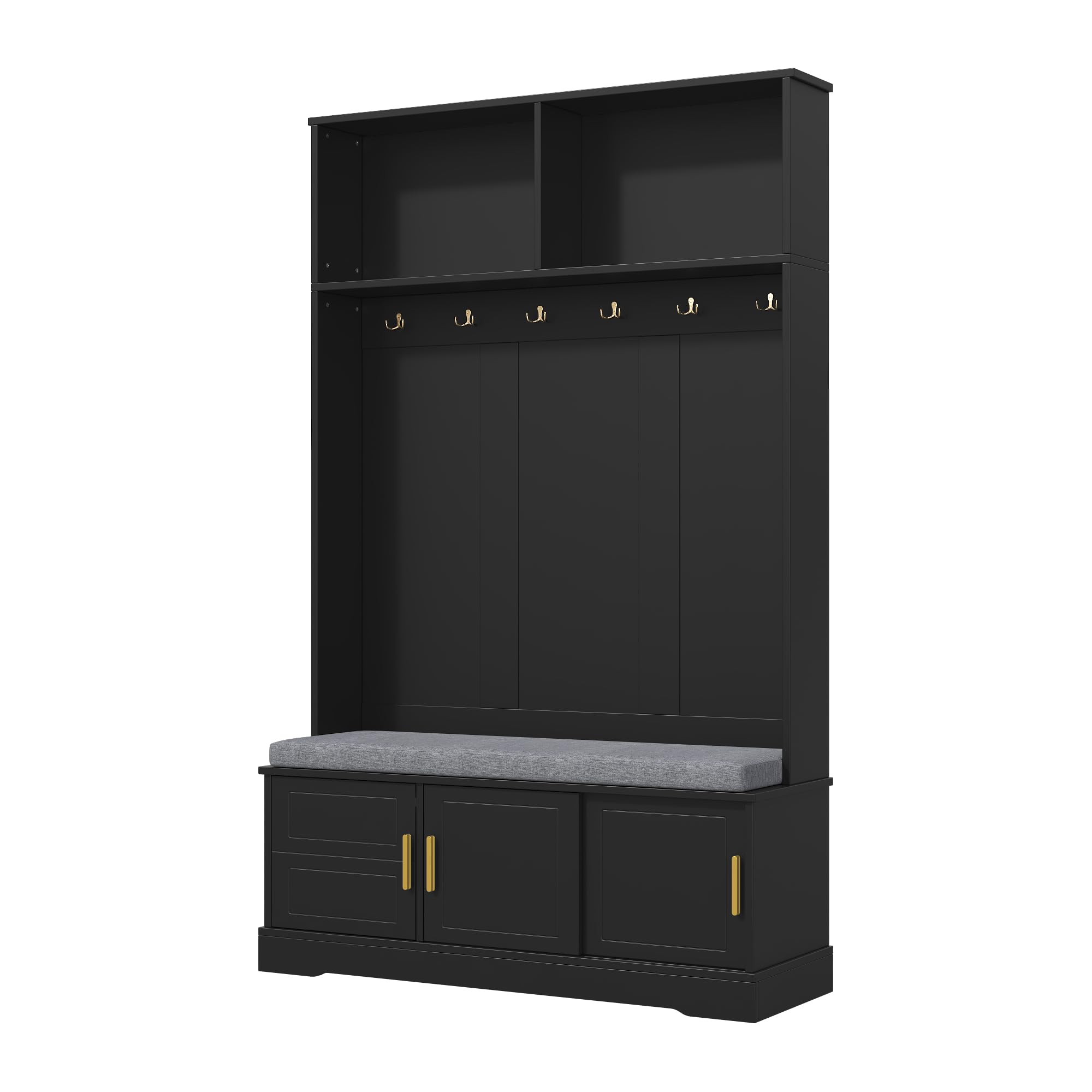 Moimhear - Appendiabiti con scarpiera, 120×40×191 cm, appendiabiti, 6 ganci tripli, autoportante, salvaspazio, per ingresso, corridoio (nero)