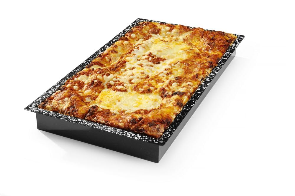 HENDI Bandeja GN 1/1, recubrimiento antiadherente de mármol, recipiente CONVECTOMAT CLASSIC, contenedor GN, resistente hasta 300°C, apta para hornos, 530x325x(H) 60mm, acero esmaltado