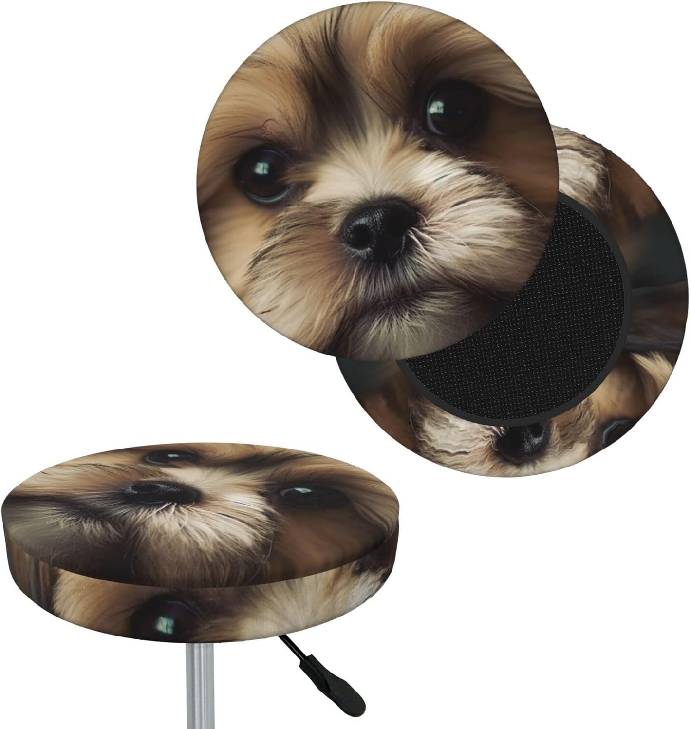Bar Stool Cover Round Elastic Stool Cushion Covers Little Dog Bar Chair Cover Washable Stool Cushion Slipcover Stretch Stool Seat Covers for 12-14 Inch Chair