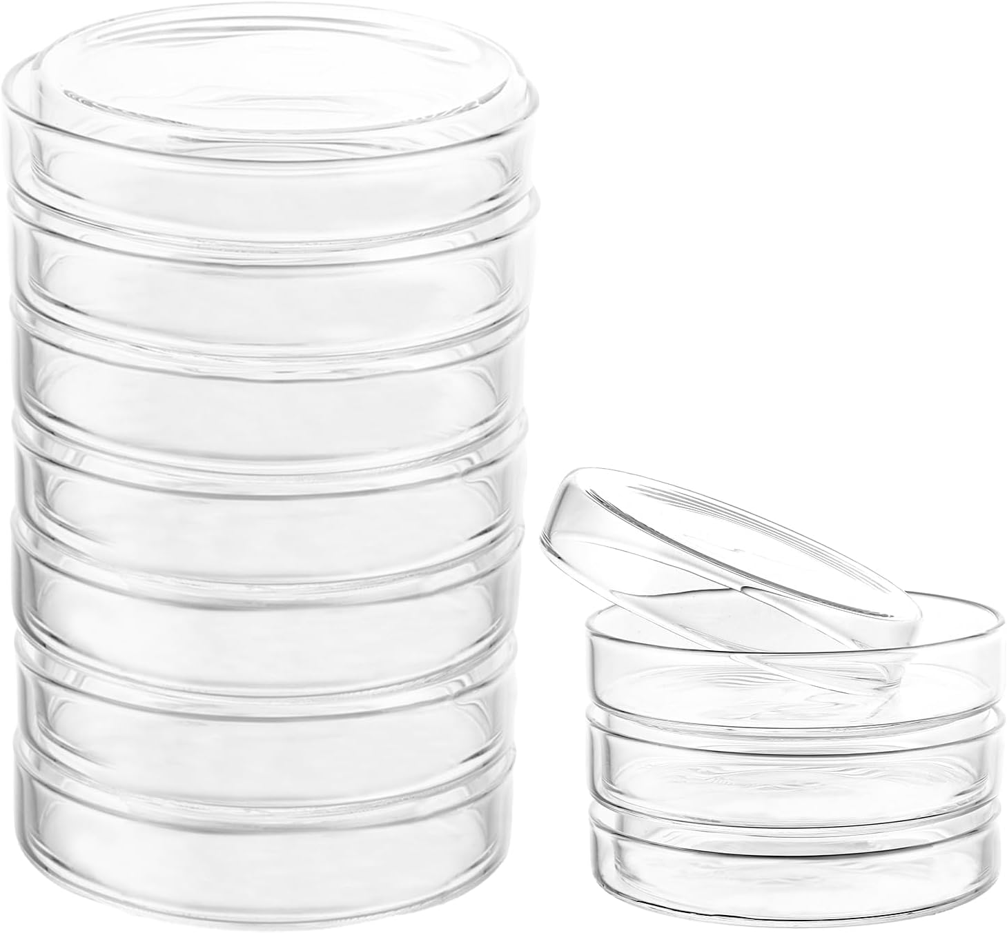 JMIATRY Pack of 10 Petri Dishes Glass 90 x 20 mm, Glass Petri Dishes with Lid, High Borosilicate Glass, Sterilised Petri Dish for Laboratory Culture