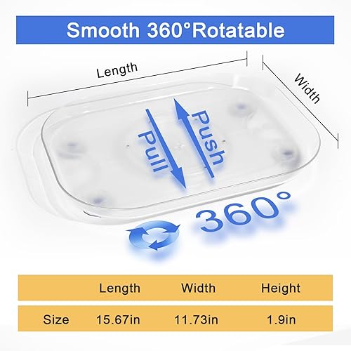 Miniatura 3 de Lazy Susan para refrigerador, Lazy Susan para refrigerador, refrigerador Lazy Susan de 16 x 12 pulgadas, refrigerador Lazy Suan para gabinete,