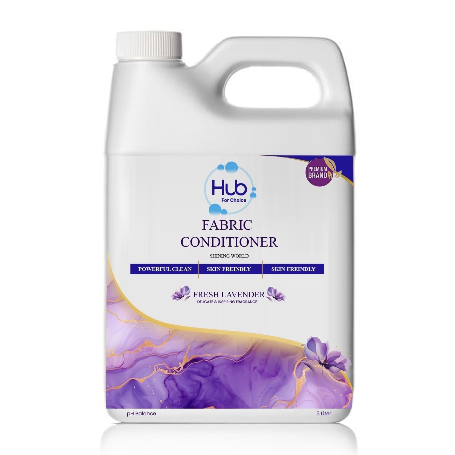 Premium Fresh Lavender Fabric Conditioner, 5 Liter, Skin-Friendly Formula with Malodor Prevention, Easy Ironing, Long-Lasting Fragrance, pH Balanced