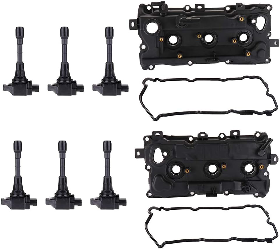 OCPTY Set of 6 Ignition Coils Compatible with 13264-JP01A Valve Covers Fit for 2009-2014 Murano Valve Cover Gasket Set