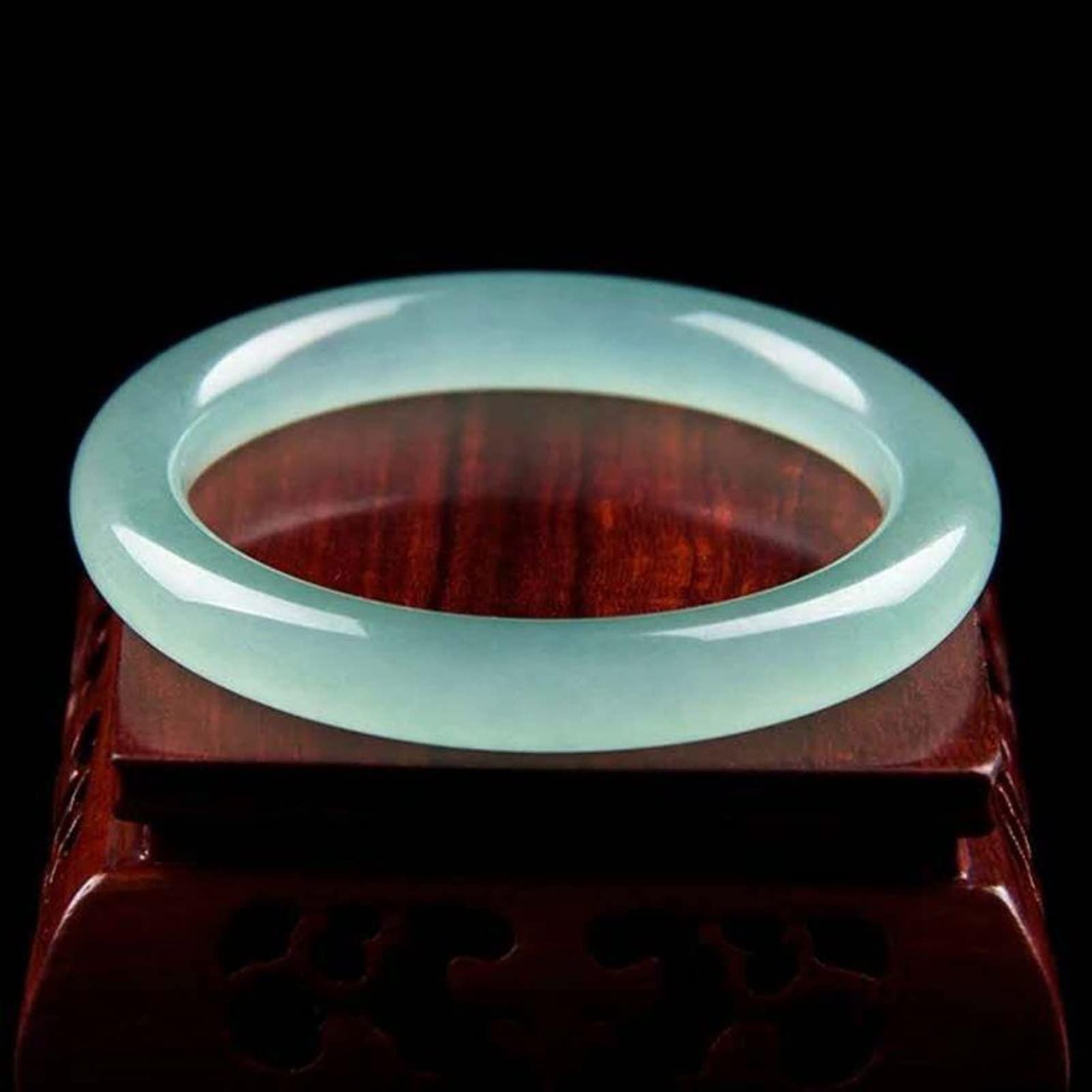 Yzdkj Women's Blue,Green,Jade Natural Blue Jade Bangle Bracelet Charm Jewellery Fashion Accessories Hand- Carved Lucky Amulet Gifts For Her Men (Gem Color : 56Mm)