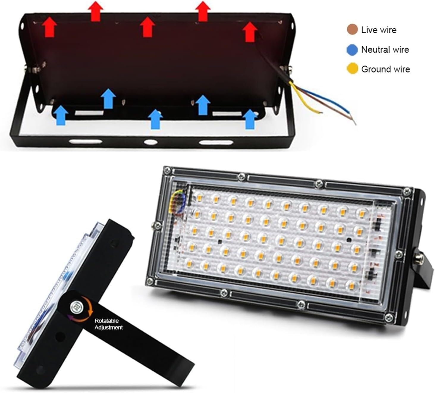 DC12V 50W Foco LED Reflector Lámpara de calle LED Blanco frío 6000-7000K | 50W 2PCS