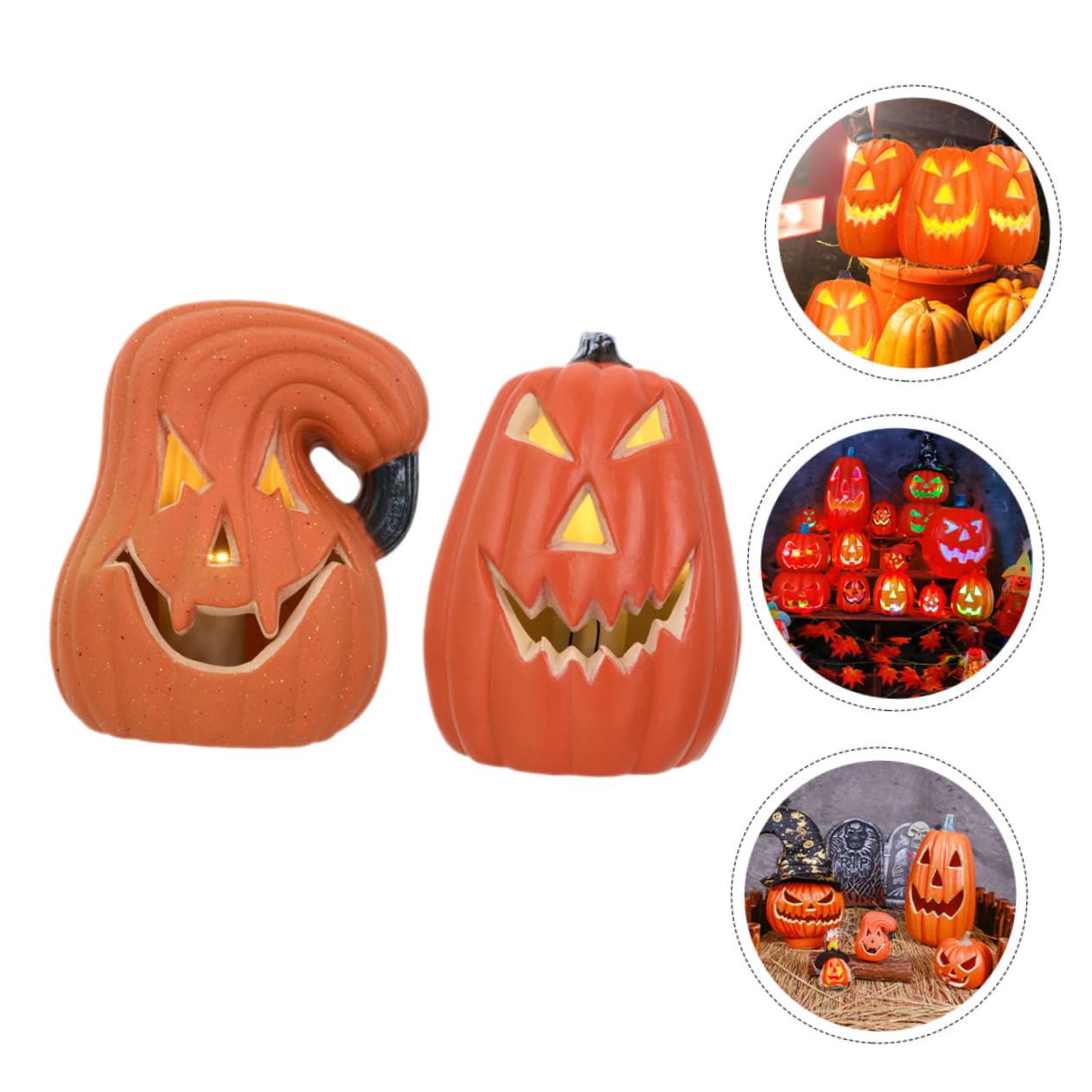 Cabilock 2Pcs Halloween Pumpkin Decor Lantern Prop for Indoor Outdoor Party Decoration for Fall Festivities Halloween Celebrations