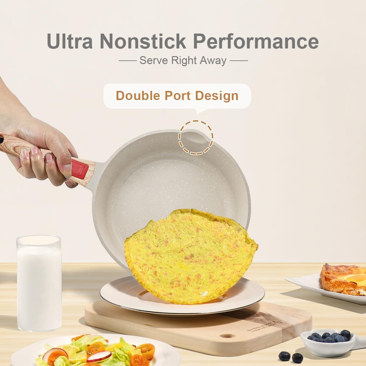 12 Inch Nonstick Frying Pans with Lid, 5 QT Non Stick Saute Pan, Deep Frying Pan Skillet, Compatible with All Stovetops, Detachable Handle, Oven Safe, PFOA PFOS Free - Image 6