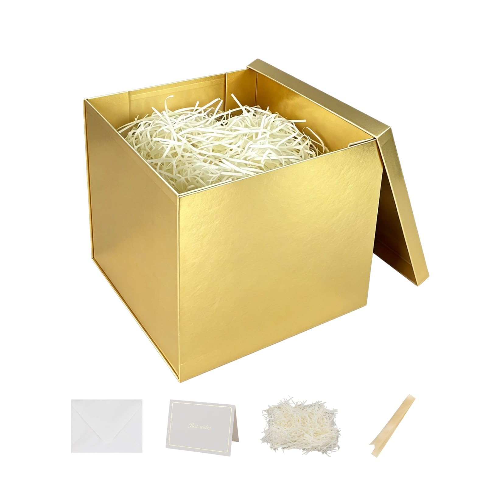 Nenwic Small Gift Box with Lid 22x22x20.5cm Gold Boxes, 3Pack