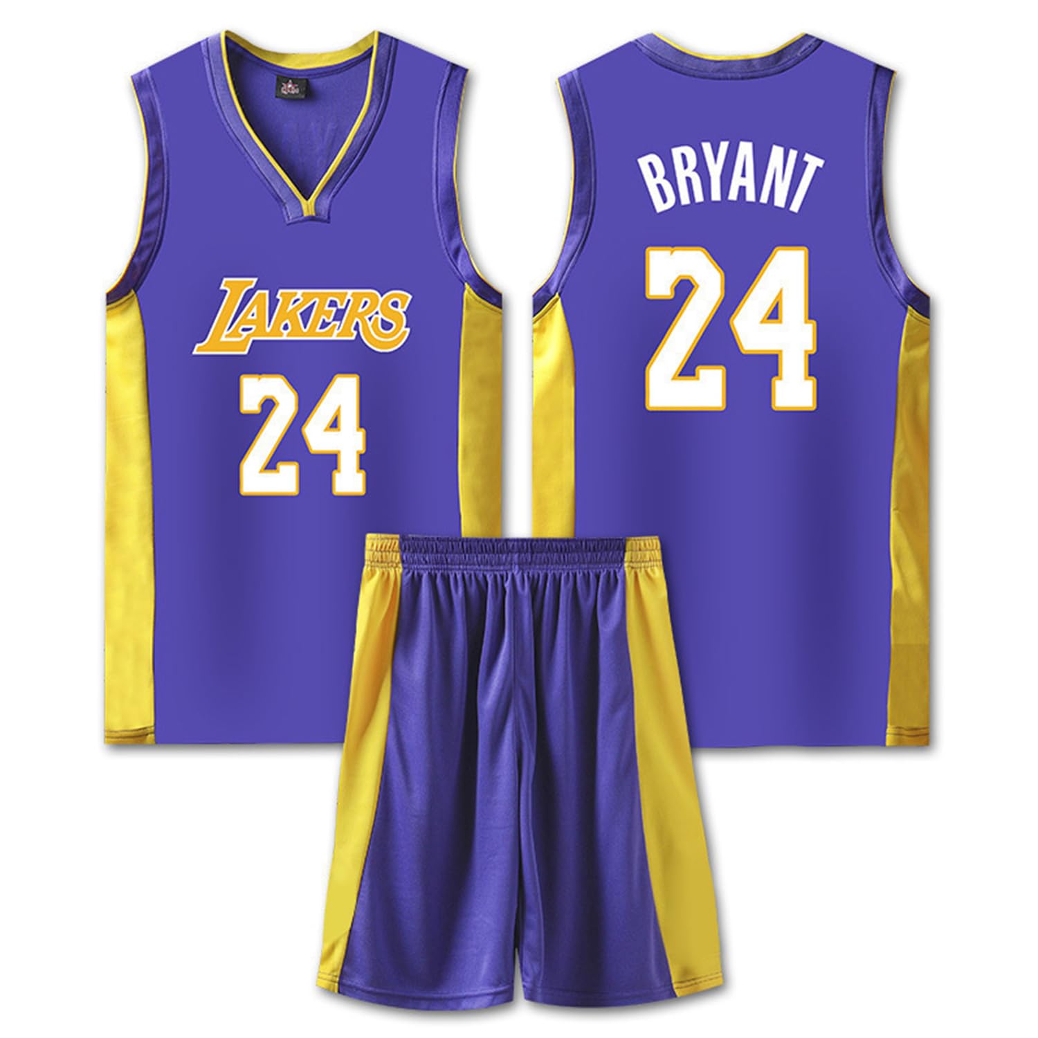 Conjunto Baloncesto Niño Número 24, Equipación Baloncesto Sin Mangas, Camiseta de Baloncesto + Pantalones Cortos para Niño y Niña Morado L,Tamaño: 26 (Altura:140-150 CM)
