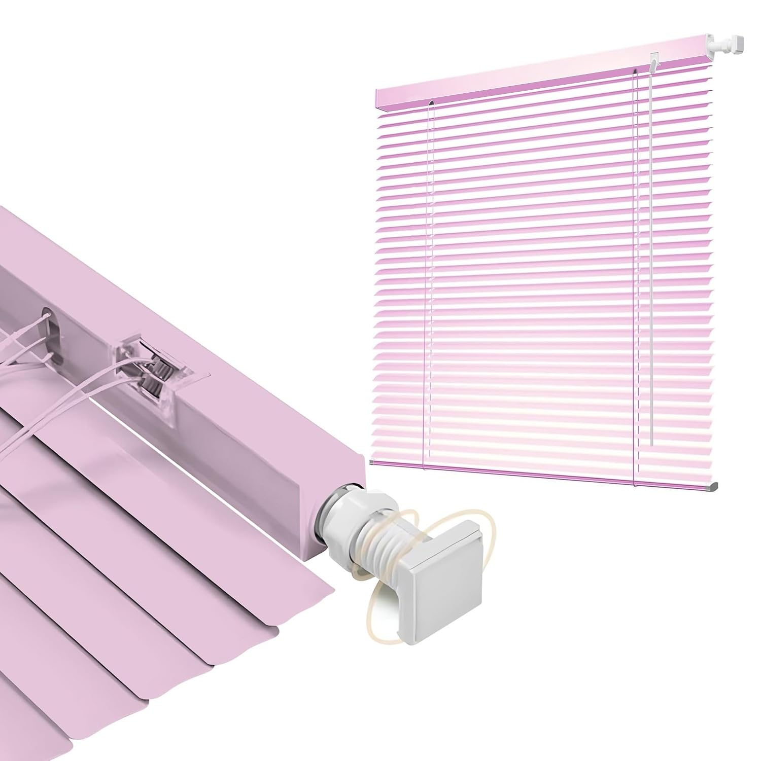 Room Darkening Mini Blind No Drill 40-140cm Width 50-180cm Length, 25mm Slat Aluminum Venetian Blinds, Cordless Horizontal Windows Blinds for Interior(Light Pink)
