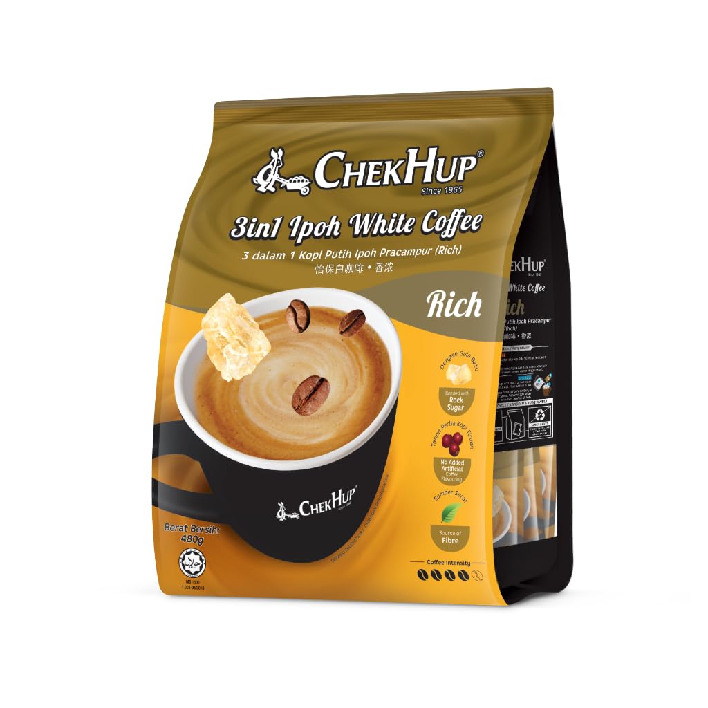 Chek Hup 3 in 1 Ipoh White Coffee King With Rock Sugar 12 Sachets ( 10 Pack )