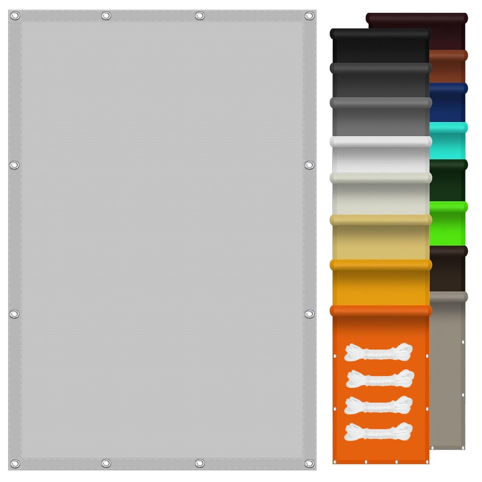 Voile d'ombrage en polyester renforcé haut de gamme gris clair 2.5 x 4.5 m