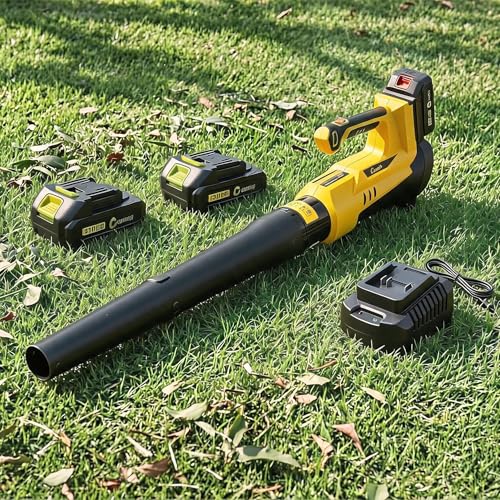 Garvee_SC 20V Cordless Leaf Blower, 550CFM 130MPH 18,000 RPM, Electric Leaf Blower with 2 x 2.0Ah Batteries and Charger, 6-Speed Variable Adjustment, Lightweight Handheld Blower for Lawn Care Yard Pat