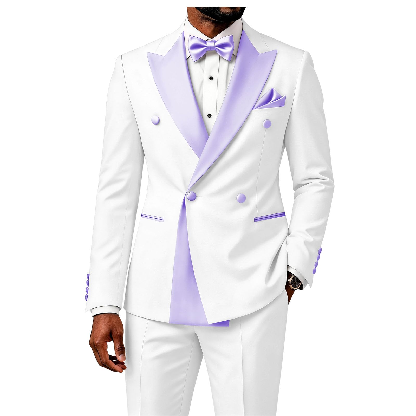 2 Piece Double Breasted Suit for Men Blazer Pants Tuxedo for Wedding Prom