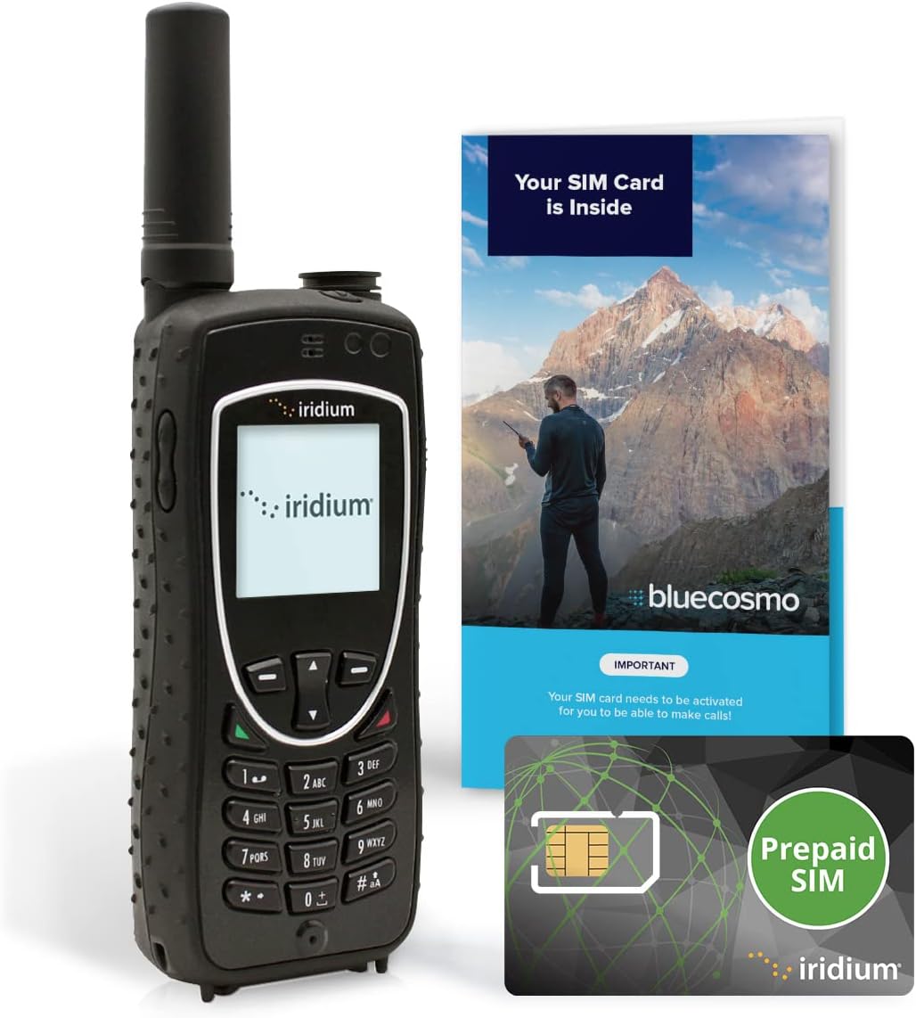 Iridium Extreme Satellite Phone Bundle - Only Truly Global Satellite Phone - Voice, SMS Text Messaging, GPS Tracking, Emergency SOS - Prepaid SIM Card Included - Online Activation - 24/7