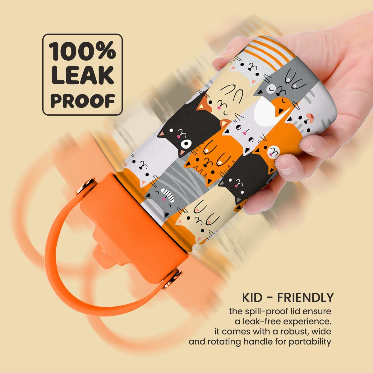 Cat Water Bottle - Kids Water Bottle with Straw Lid - 12 Oz Insulated Stainless Steel Water Bottles for Kid Boys Girl - Travel Cup for School Sports - Image 4